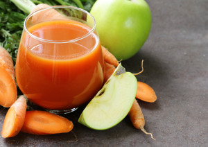 natural organic fresh juice of carrots and green apple